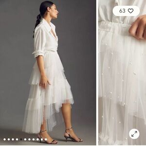 Anthropologie White High-Low Skirt